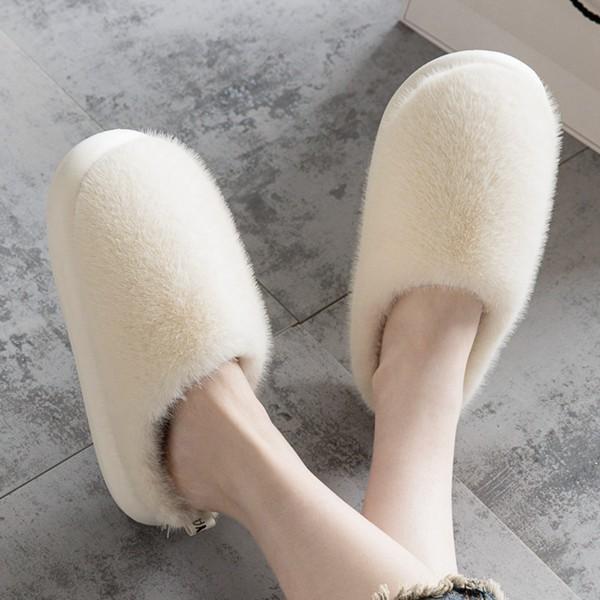 Slippers, Fur, Women's, Pure, Thick Sole, Men's, Unisex, Couple Slippers, High Resilience, Indoor Shoes, Room, Bare Feet, Linen, Quiet, Non-Slip,