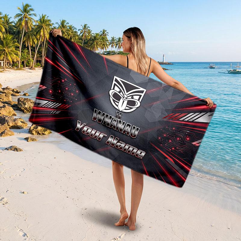 Wigan Warriors Customized Name Text Beach Towel, Soft Absorbent Towel Beach Pool Travel Personal Gift