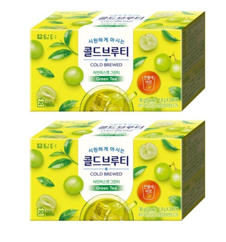 DamTuh Cold Brew Tea Shine Muscat Green Tea (20 Sticks) — Refreshing Muscat Flavor with Green Tea Aroma