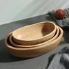 Flat Bottom Japanese Salad Bowl Stackable Fruit Platter Multi-Sized Wooden Tableware Tray  Nuts