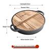 ZISIZ 28cm Cast Iron Frying Pan with Wooden Lid