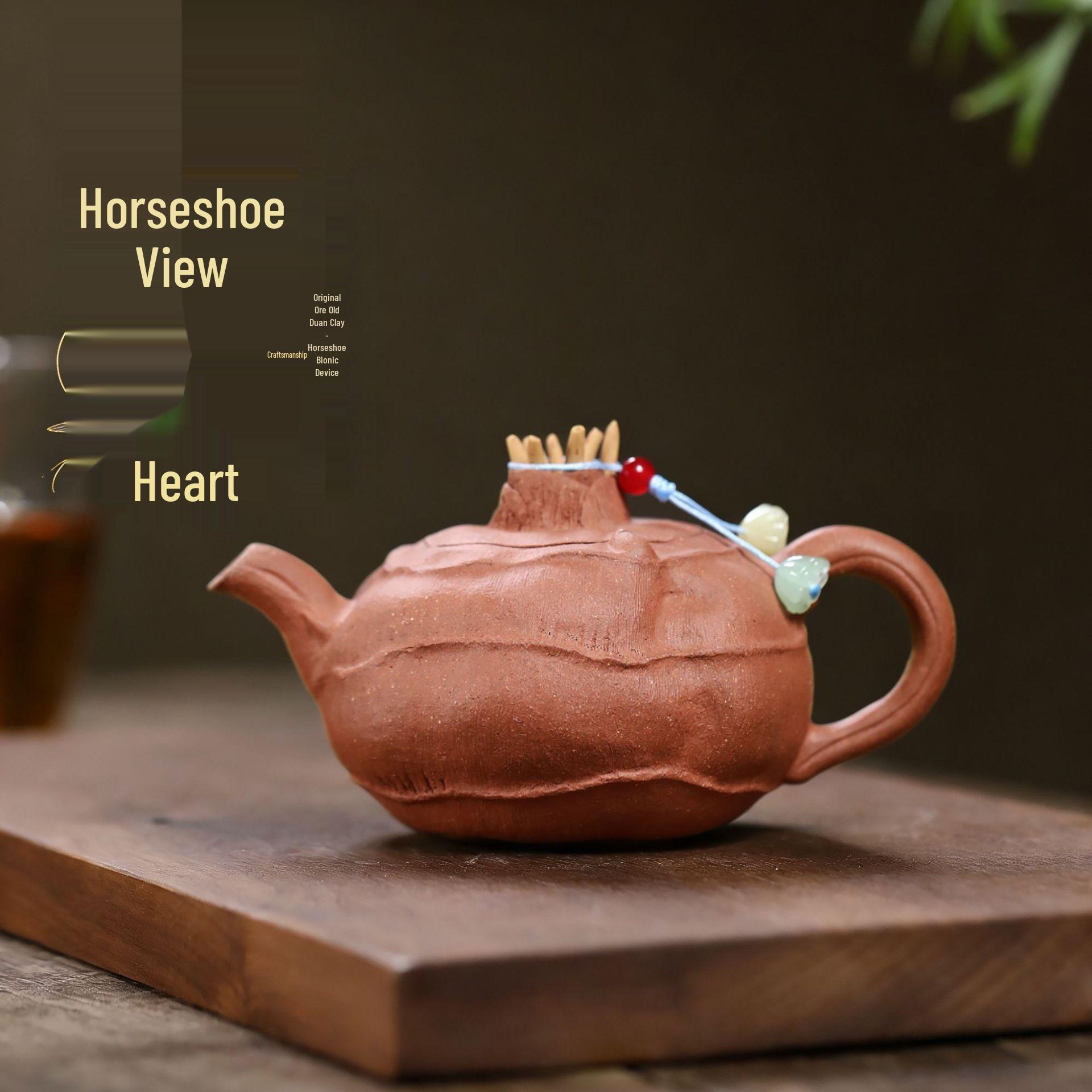 Horseshoe Bionic Yixing Zisha Teapot: Durable Duan Ni Handmade Tea Set Brewer 180ml