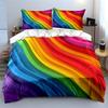 Colorful Rainbow Wavy Pattern. Print Bedding Set 1 Duvet Cover 2 Pillowcases for Adult and Children Luxury Gift Full Size