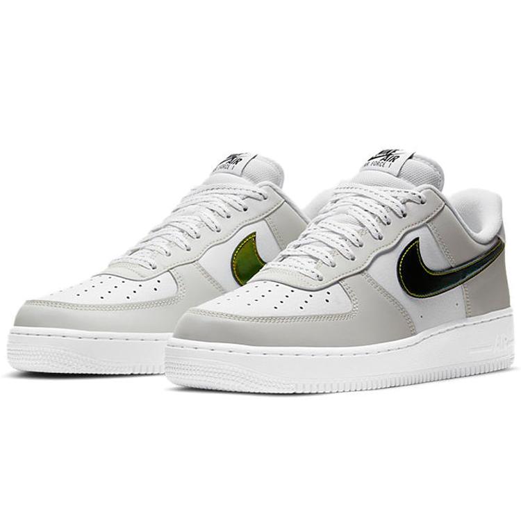 Nike Air Force 1 '07 LV8 'White Iridescent Swoosh' (Unisex) Metallic Summit White / White / Black / Multi-Color Skateboard Shoes DC9029 100