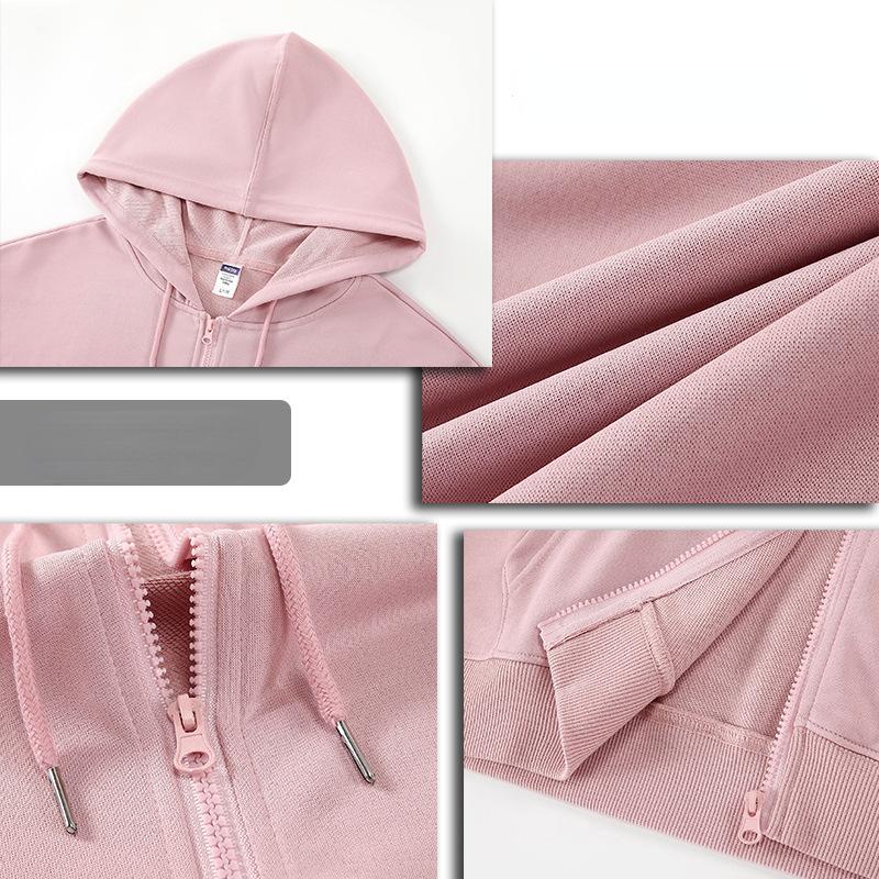 Felpa con cappuccio e cerniera di colore solido di taglia europea, giacca con cappuccio larga, uniforme da squadra, lavoro, pubblicità, cappotto
