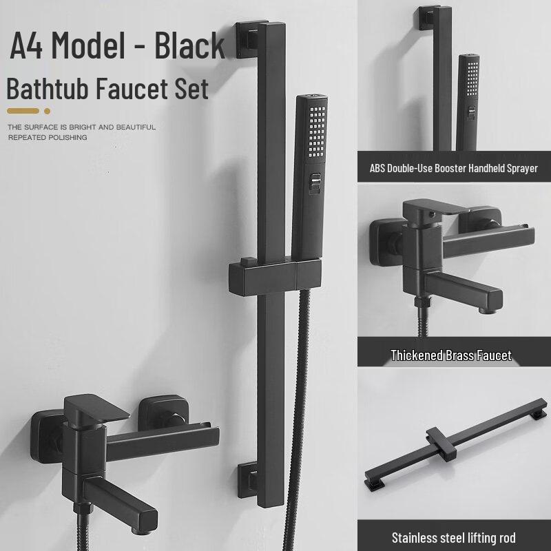 TLXT Square Black Shower Faucet Set