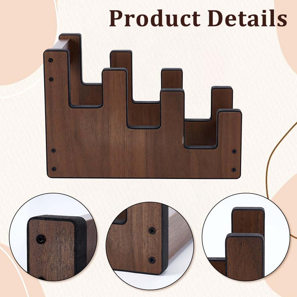 UNICRAFTALE 3 Guitar Stand Wooden Floor Holder Inches Front Display Coconut Brown Display Stand Home Guitar Rubber 8.5x8.7x9.1 (21.7x22.1x23.1 Cm)