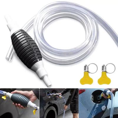 Manual Fuel Pump Hand Siphon - Leak Proof Diesel Petrol Extractor for Car Boat Emergency, Gas Oil Transfer Kit with PVC Hose, Universal Fluid Vacuum