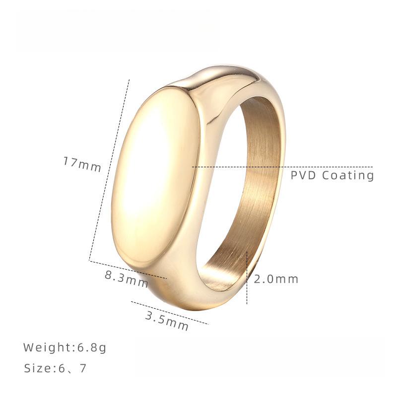 

Новое ретро гладкое овальное кольцо Женское нишевое легкое роскошное высококлассное кольцо, Аксессуары с гальваническим покрытием из титановой стали 7