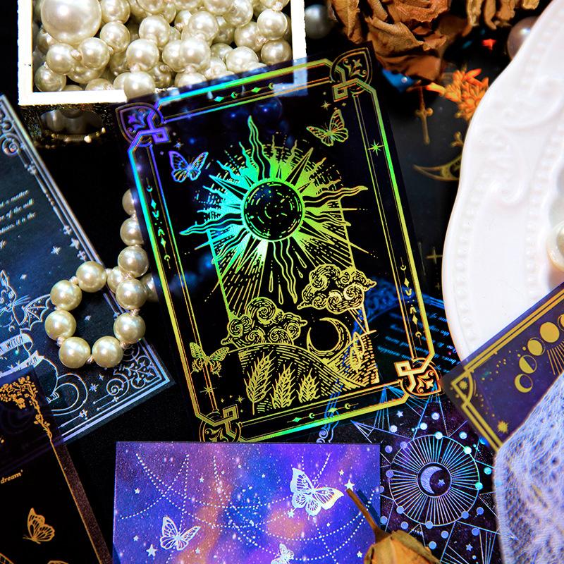 24 Pcs Retro Laser Gradation Butterfly Cosmic Sky Material Paper Scrapbooking Background Paper Hand Made Craft Supplies