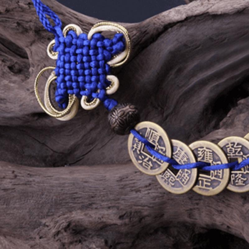 1pc Ancient 5 Copper Coins Red Chinese Knot Feng Shui Wealth Success Lucky Charm Home Car Decoration