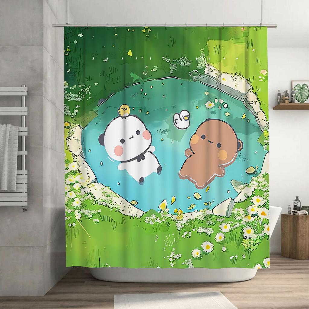 Cute Cartoon Waterproof Shower Curtain for Home BathroomShower Divider Waterproof Heat ResistanceMachine Washable NonTransparent