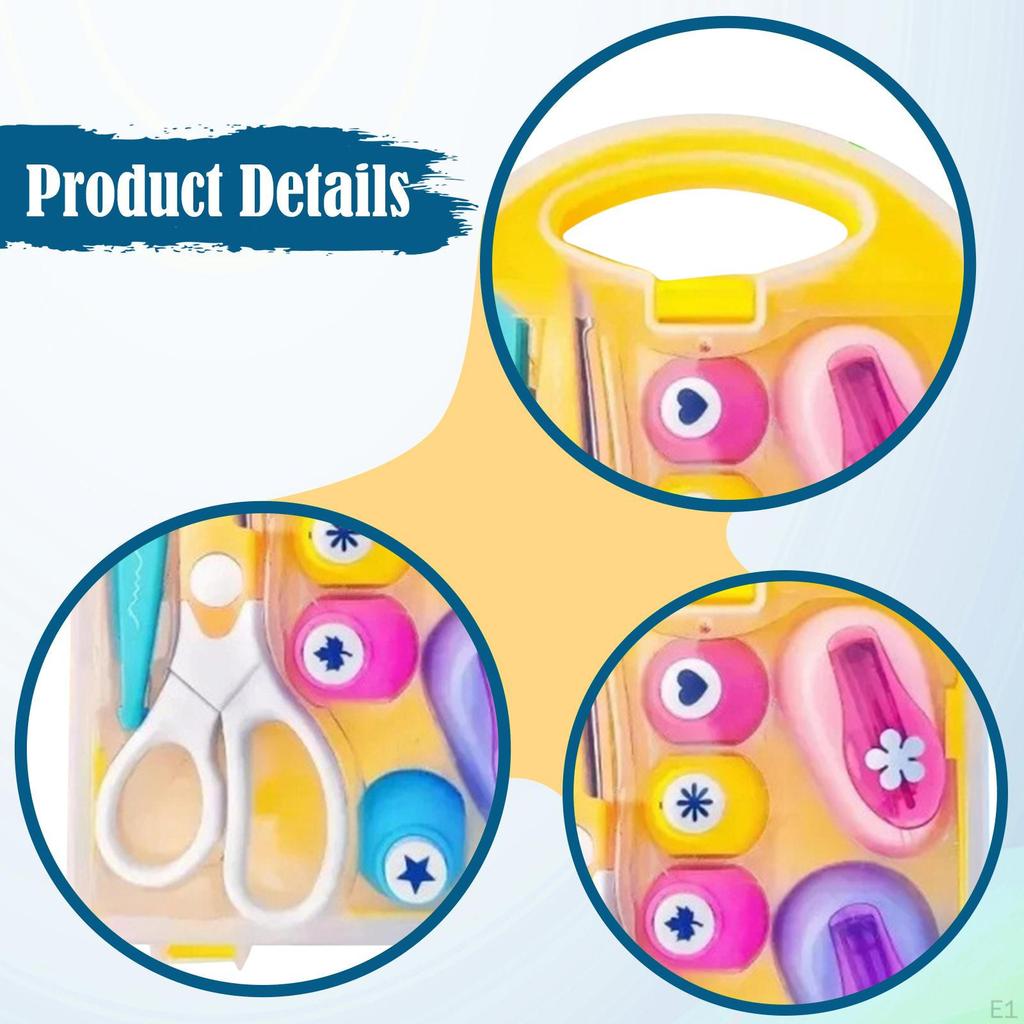 6Pcs Paper Punch Craft DIY with Scissors Scrapbooking Supplies for Card Making Photos