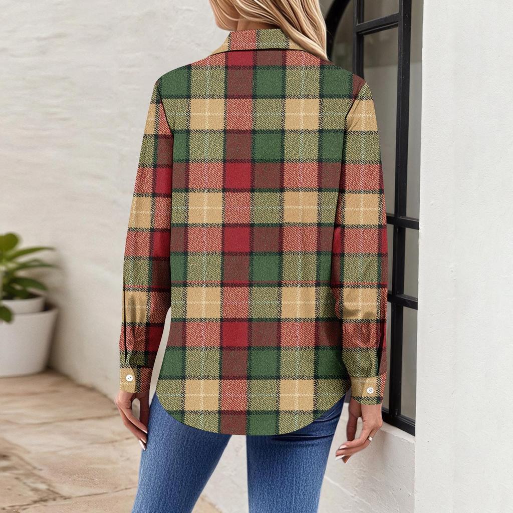 Women's Shirt Blouse Christmas Print Button Long Sleeve Casual Basic Shirt Collar Regular Top