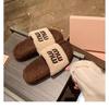 Wool Version~ Fashionable Outer Wear Miu Wind Flat Bottom Outer Wear One Word with Plush Fluffy Slippers Autumn and Winter Fluffy Shoes