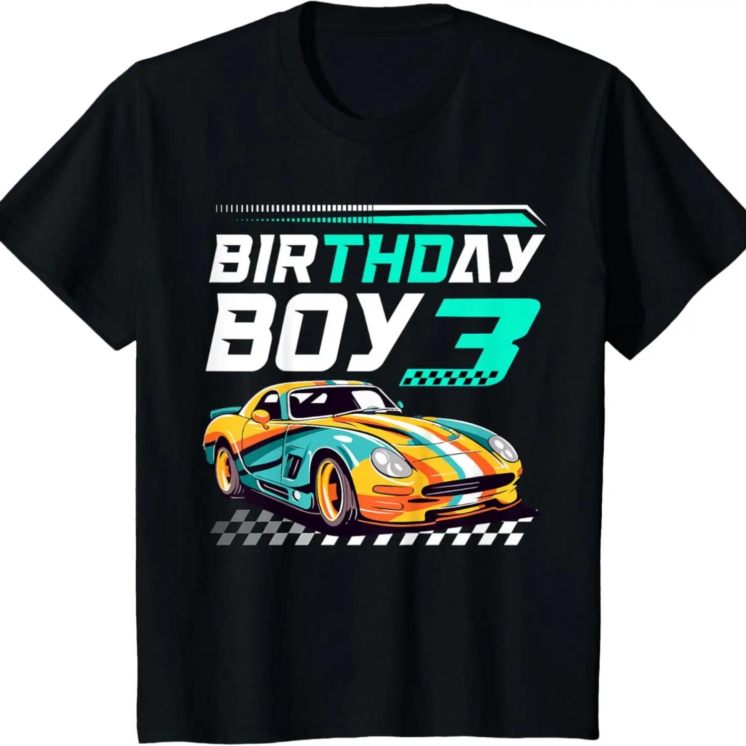 Детская футболка для мальчика на 3 года День Рождения Гоночная Машина 3-й День Рождения S