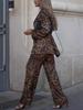 2025 Winter Leopard Print Women's Fashion Suit: Elegant Jacket & Jacquard Pants for Europe & America.