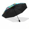 Colorful Butterfly Mandala Automatic Opening Folding Umbrella - Portable 3-Fold Design with Iron Frame -, Travelers, Daily Use - Perfect Gif