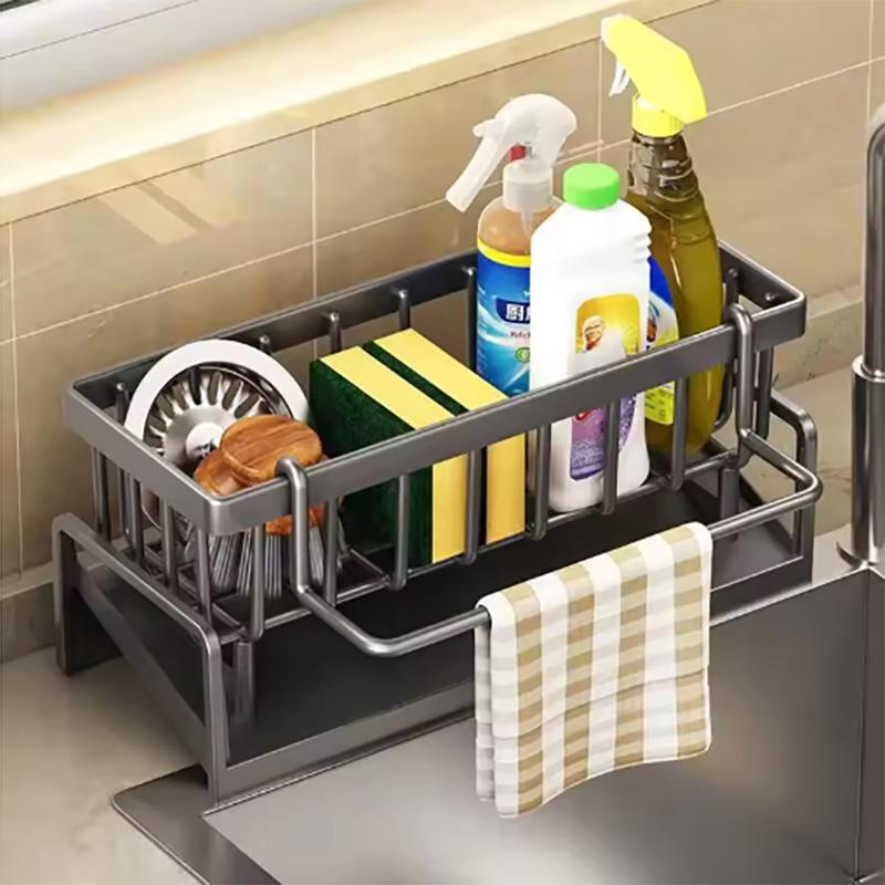 Kitchen Sink Drain Rack Organizer Plastic Self-draining Sink Shelf Soap Sponge Holder Dishcloth Towel Rack filter basket