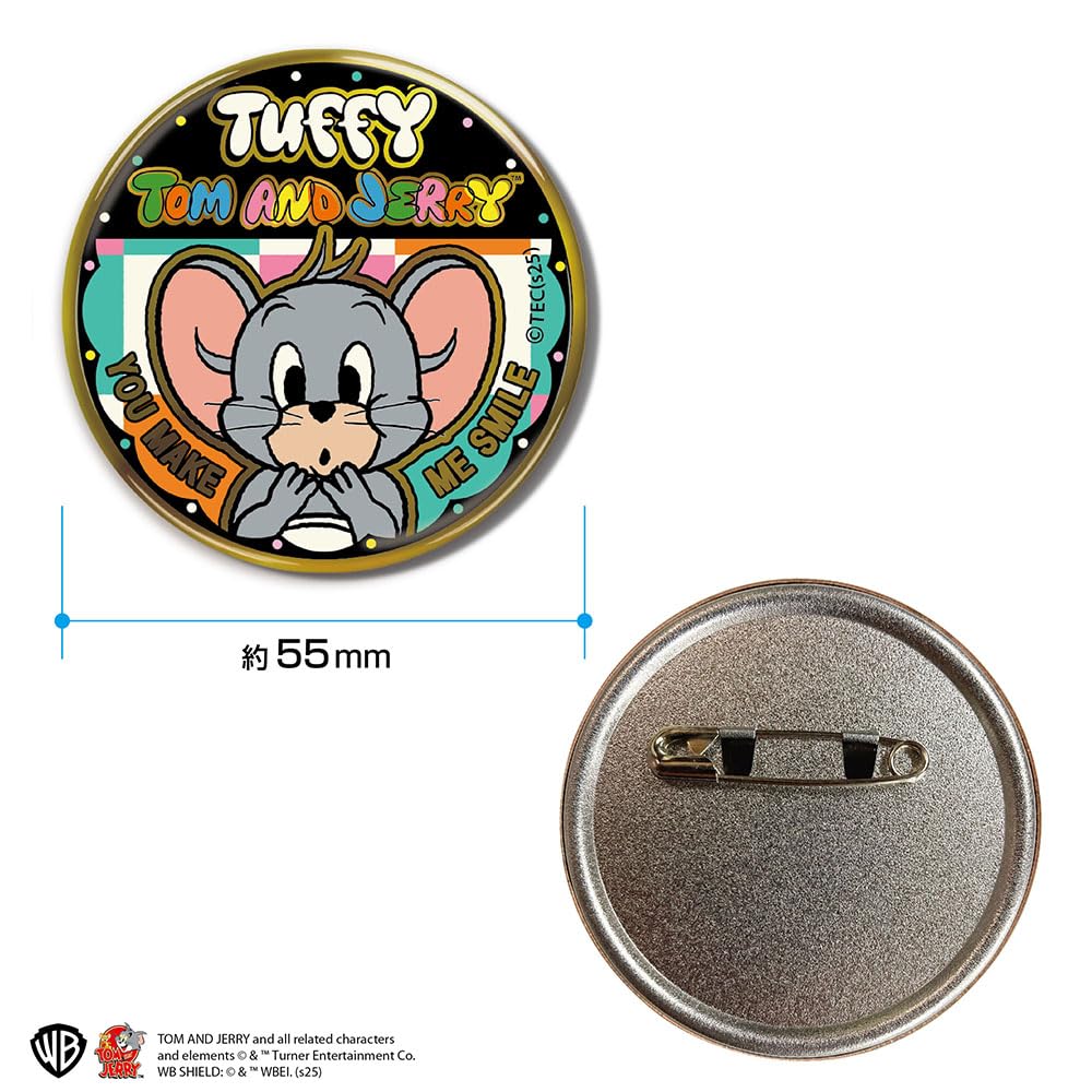 Tenyo Gold Badge - Tom and Jerry TUFFY - 1 Set [Box of 10] BKB-S07 - Alloy Plated Finish - Can Badge - Approximately 5.5cm In Diameter