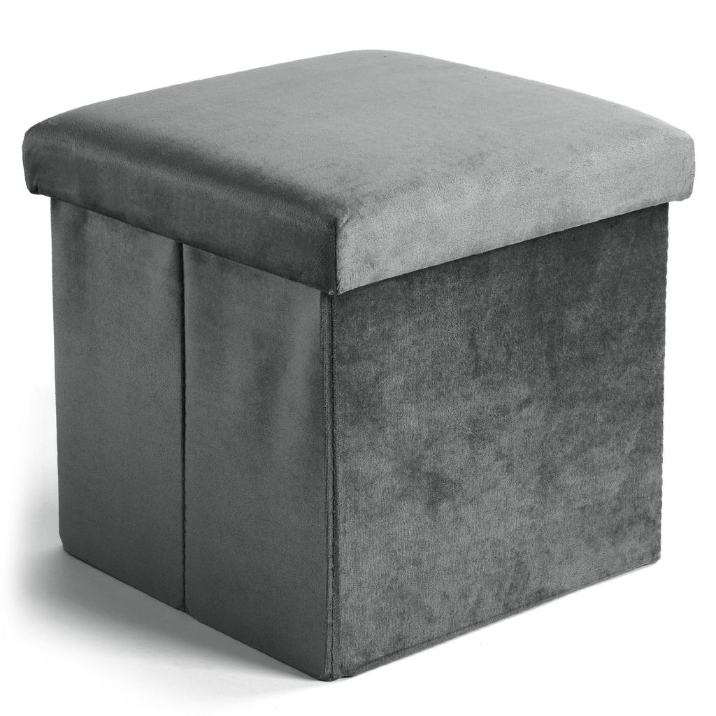 Folding velvet pouf DIEGO graphite VELVET size L