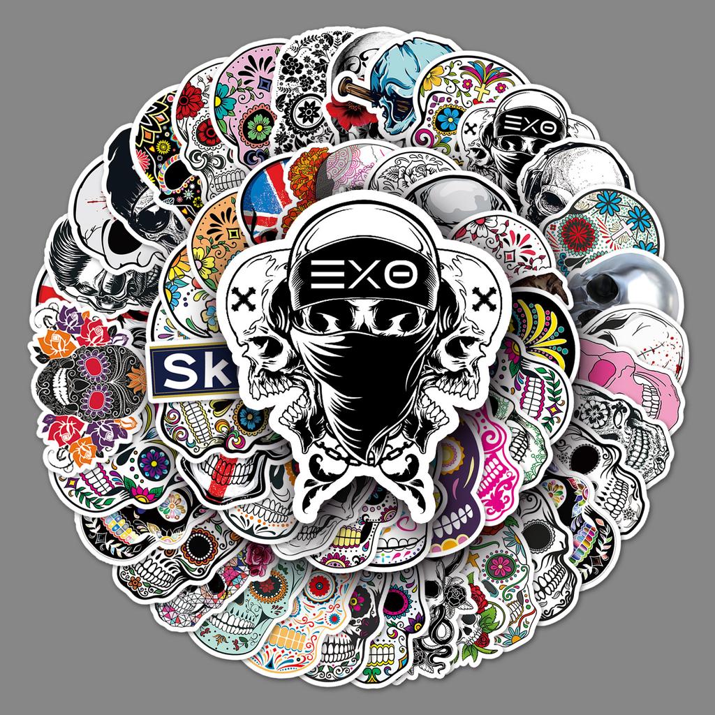 50 Schädel Cartoon Halloween Horror Gesicht Kreativ Koffer Roller Auto Handy Dekoration Aufkleber