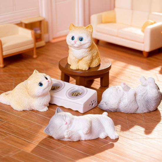 Mini Cat Figurine Micro Resin Animal Ornament Cute Kitten Cake Topper Decoration for DIY Moss Landscape Fairy Garden Decor