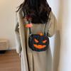 Women Novelty Pumpkin Purse PU Leather Demon Messenger Bag with Zipper Adjustable Strap Halloween Funny Bag