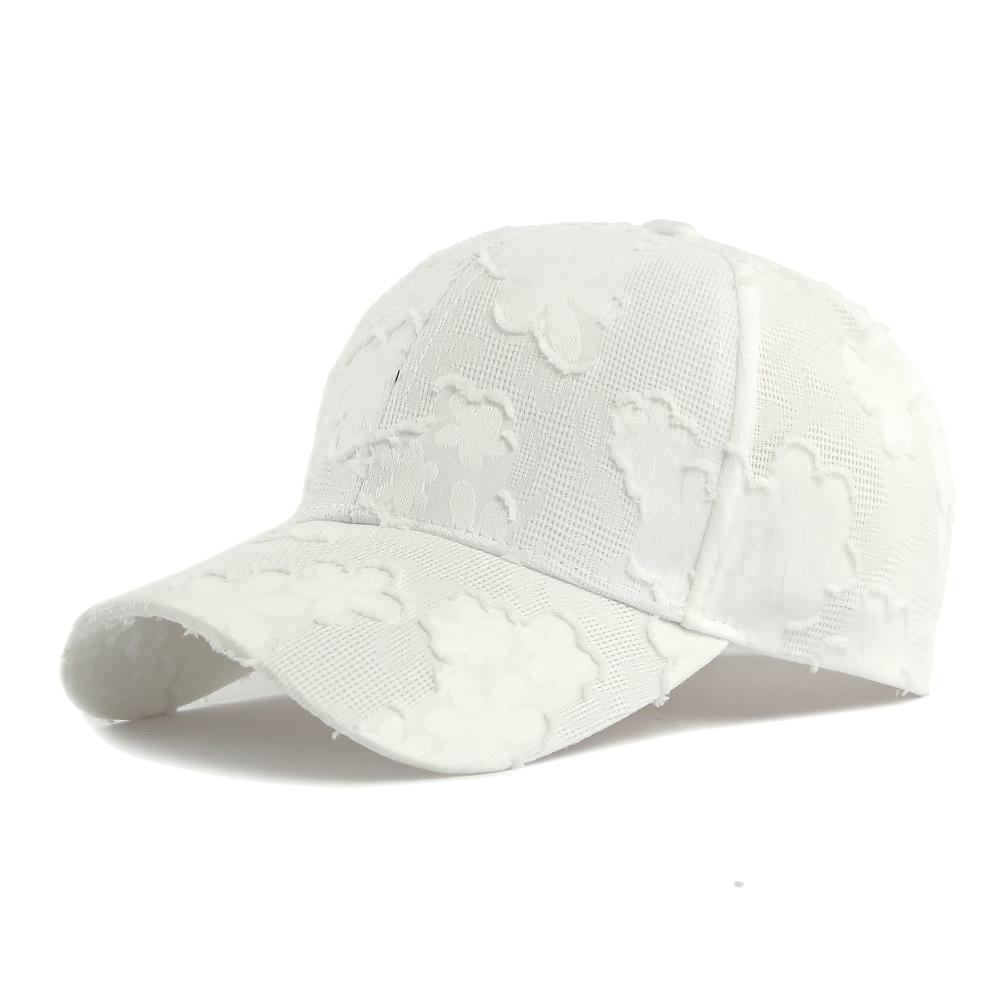 

Flower Baseball Cap Women s Summer Breathable Sunscreen Hat білий