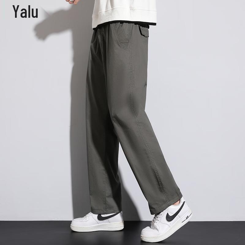 Yalu Men's Loose-Fit Pure Cotton Straight Cargo Pants