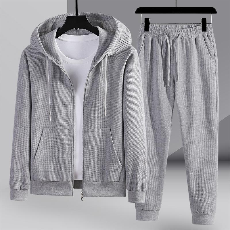 Erkekler Serin Yakışıklı Giyim Moda İki Takım Genç İlkbahar ve Sonbahar Eğlence Hoodie Saf Pamuk Artı Boyutu Spor Takım Elbise