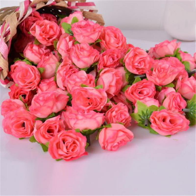 Rose Artificial Flowers 50pcs Simulation Flower Head Fake Roses Wedding Decorated Wall Flower Arrangement home Party Decoration