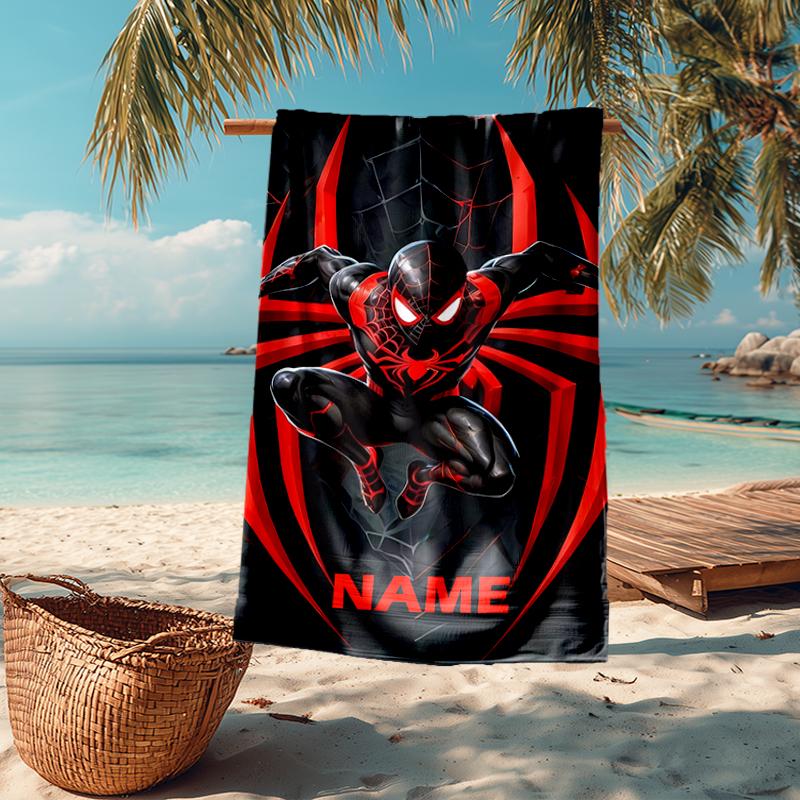 Custom Name Ultra-Soft Beach Towel with Spider Man Theme,Ideal for Pool - Camping, Diving - Perfect Travel Essential, Vibrant Beach Towel.