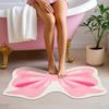 FEBSNOW Pink Bow Bathmat Rugs, Non Slip Coquette Bow Cute Aesthetic Carpet, Cute Room Decor Coquette Rug for Bathroom Bathtub Shower Bedroom and