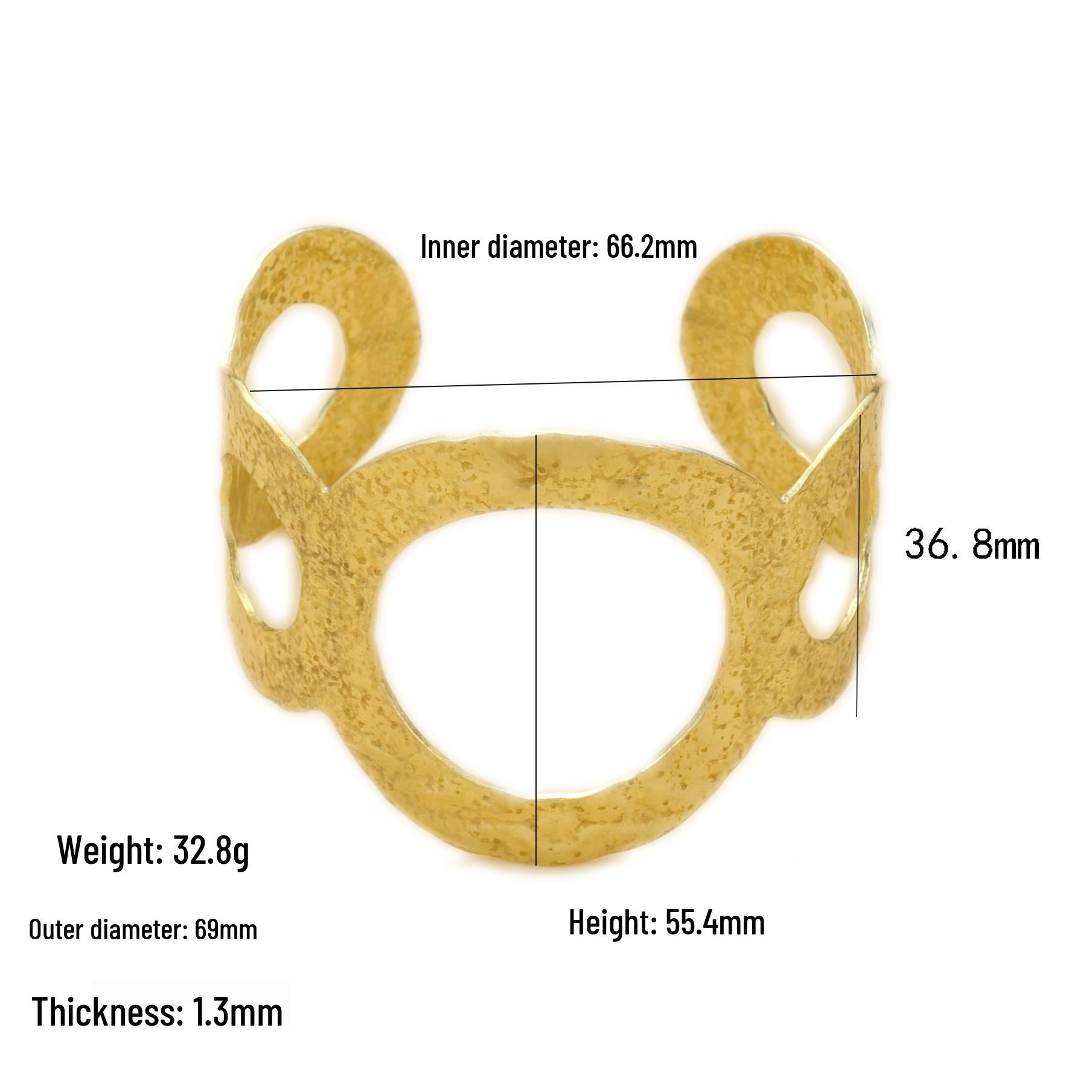 New European Style Unisex Geometric Hammered Bracelet with Large Irregular Hollow Design