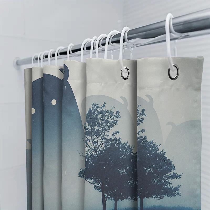 Mystical Forest Landscape Shower Curtain Vintage Nature Backdrop Dark Academia Tapestry Wall Hanging Home Decor Scenic Wall Art