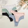 Duży Rozmiar 3 Szt. Damskie Bawełniane Stringi Seksowne Prążkowane Oddychające Majtki Codzienna Urocza Bielizna z Kokardką Dziewczęca Niska Talia G-String Lingerie