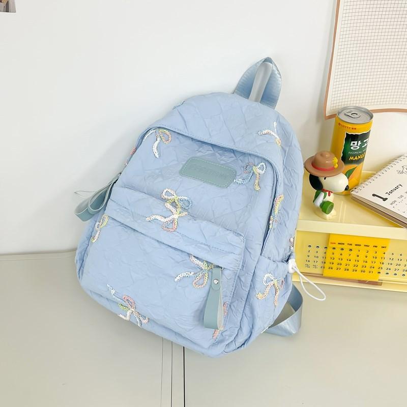 New high-value, fresh and sweet candy-colored bow backpack, lightweight backpack for junior high school students
