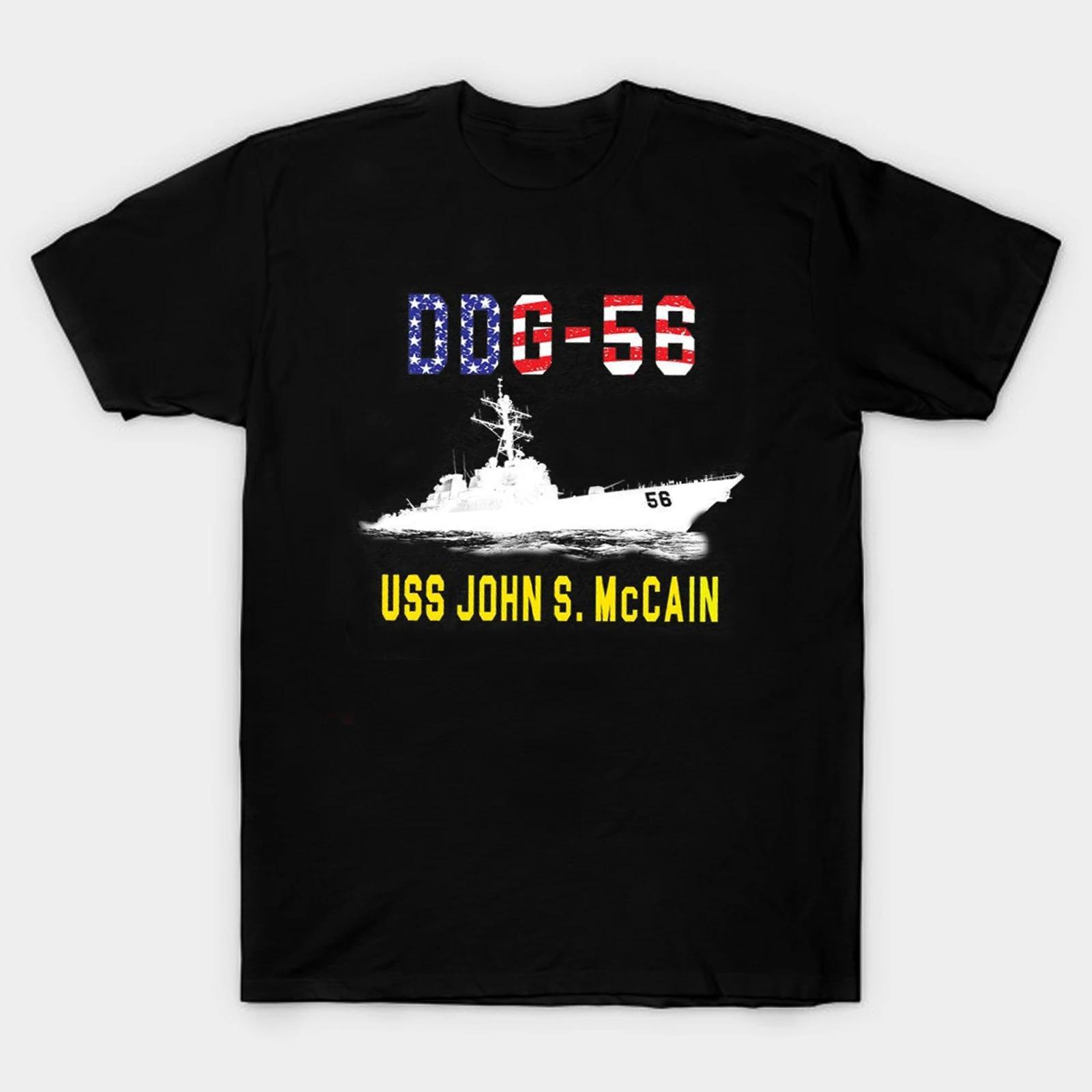 USS John S McCain DDG56 Destroyer TShirt 100 Cotton ONeck Short Sleeve Summer Casual Mens Tshirt Streetwear S