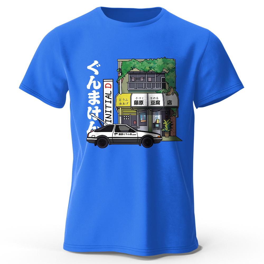 Fujiwara Tofu Shop AE86 Printed Unisex Men Women T-Shirt Tees Tops 100% Cotton Initial D Graphi