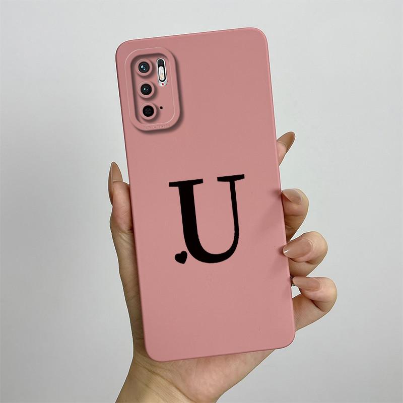 For Xiaomi Redmi Note 10 5G Case Redmi Note 10T 5G Cover M2103K19G Cute Initial Letters Square Phone Case Shockproof Back Cover