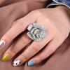 Camellia Niche Design Temperament Celebrity Hollow Rose Open Ring Full Of Diamonds High-End Niche Jewelry Women
