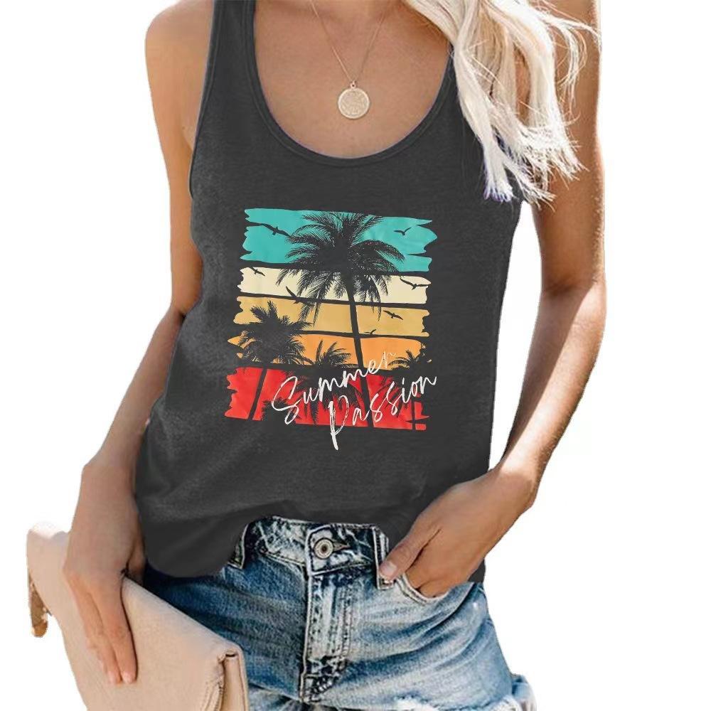 

GMXIA Женская безрукавка Пляжная мини-футболка с принтом кокоса M