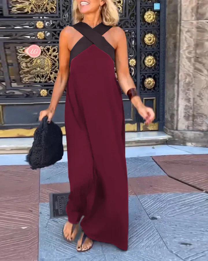 2025 Summer Sexy Backless Cross Long Dress for Women