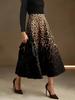 2025 Leopard Print High-Waist A-Line Midi Skirt for Women - Retro, Elegant, Plus Size