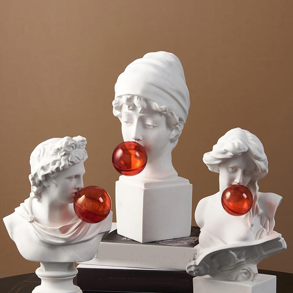Handcrafts Resins Bubble Blowing Sculpture Funny Greek Mythology Bust Figurine Desk Ornament for Collectors Home Decors