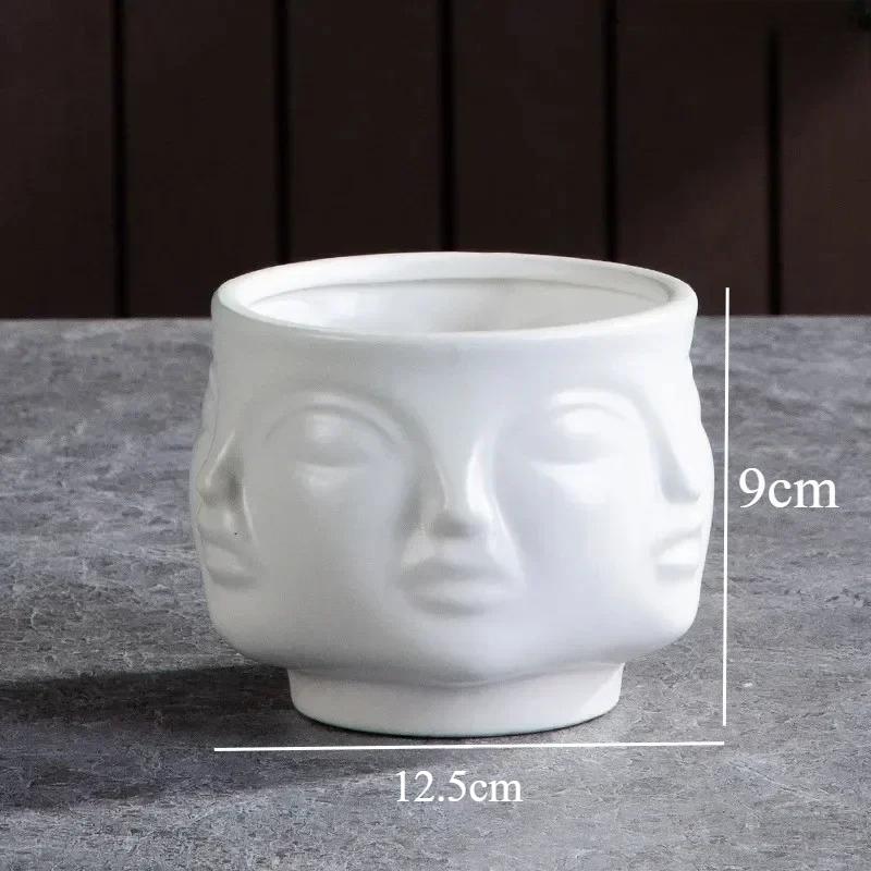 Ceramic Candlestick Jar Vase Potted Plant Art Vase Sculpture Crafts Human Face Flower Pot Storage Flower Arrangement Home Decors