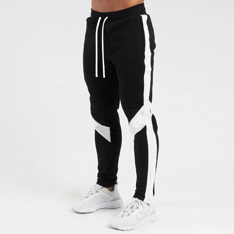 

2026 New Winter Color-blocking Plus Velvet Warm Foot Men s Sports Fitness Casual Pants Men M чёрный