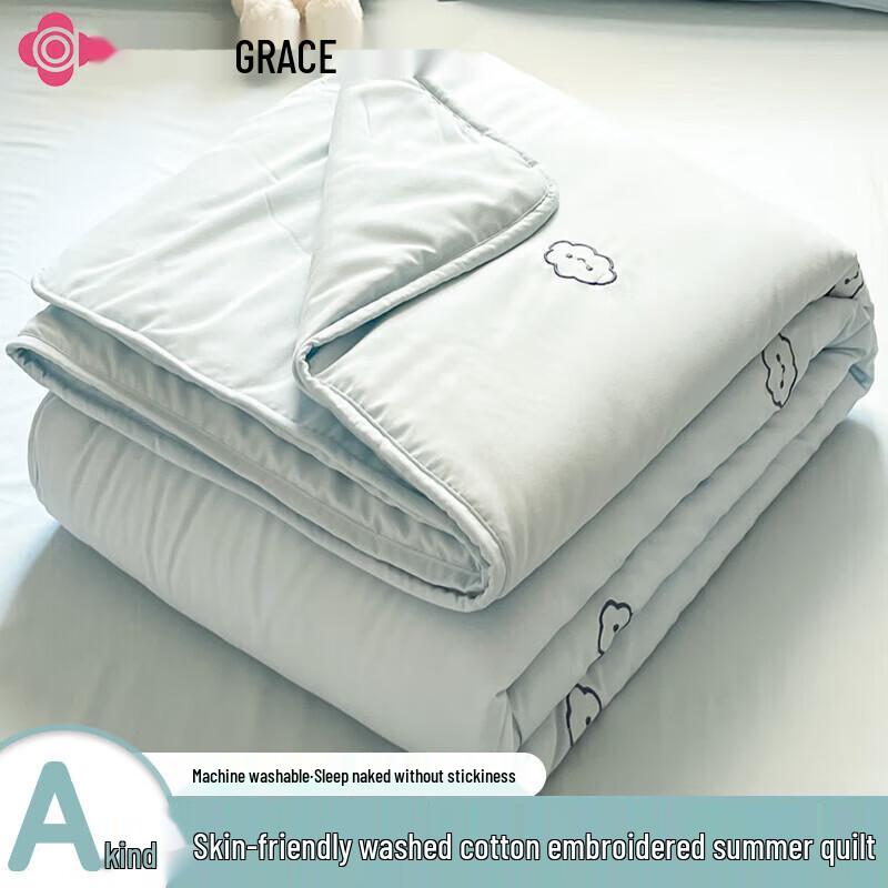 Grace Embroidered Washed Cotton Summer Quilt