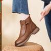 2024 Women's Winter Leather Short Boots: Warm, Non-Slip, Thickened Cotton for Middle-Aged & Elderly